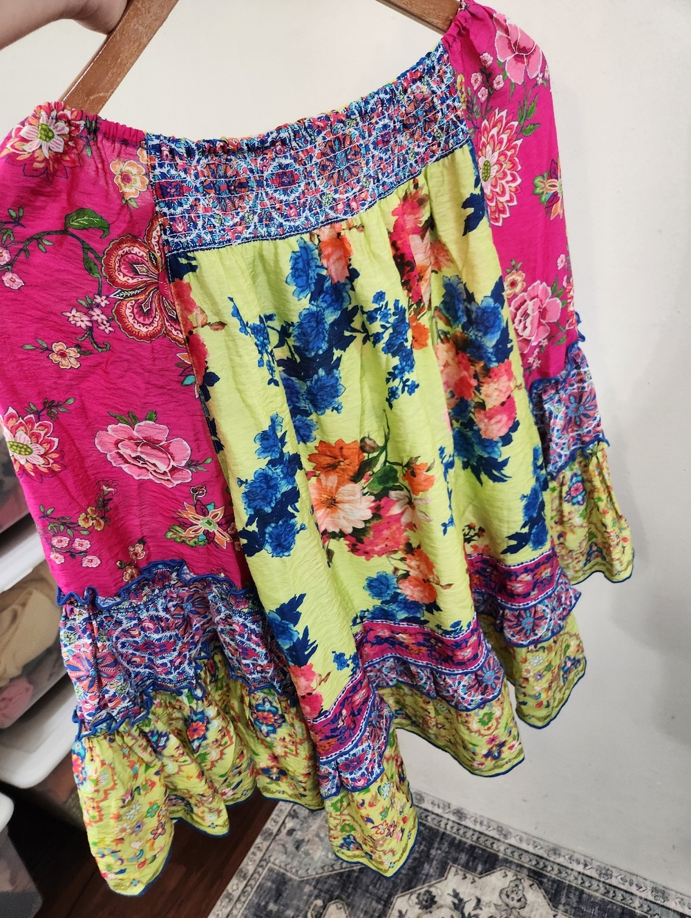 John Mark Mixed Print Ruffle Blouse - Picture 5 of 7